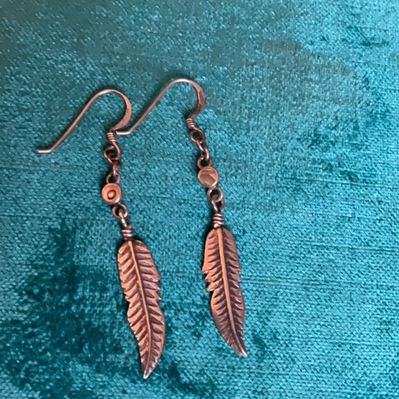 Vintage sterling silver feather earrings - Picture 1 of 3